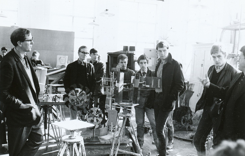 JM teaching a sculpture class at St Martins, early 1960's